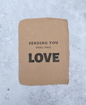 handmade paper 'Sending you snail mail love'