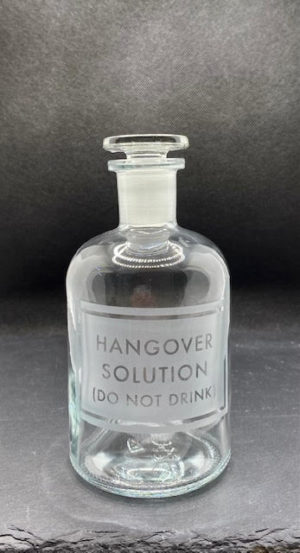 apothecary bottle 'hangover solution (do not drink)'